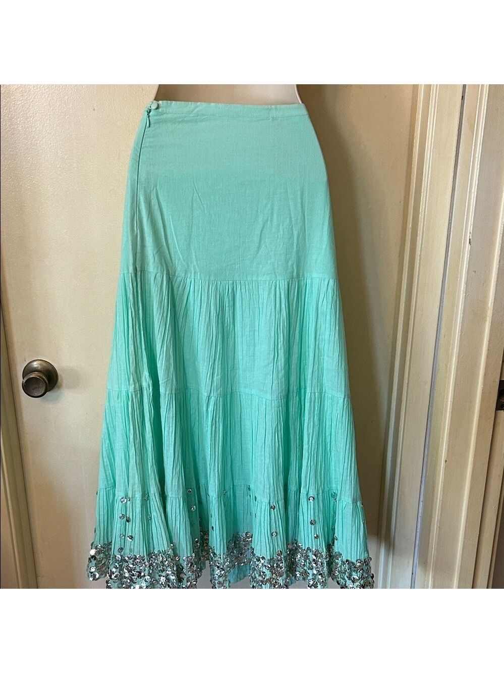 Sweet by Miss Me Mint A-Line Skirt with Sequin Hem size L - Picture 8 of 11
